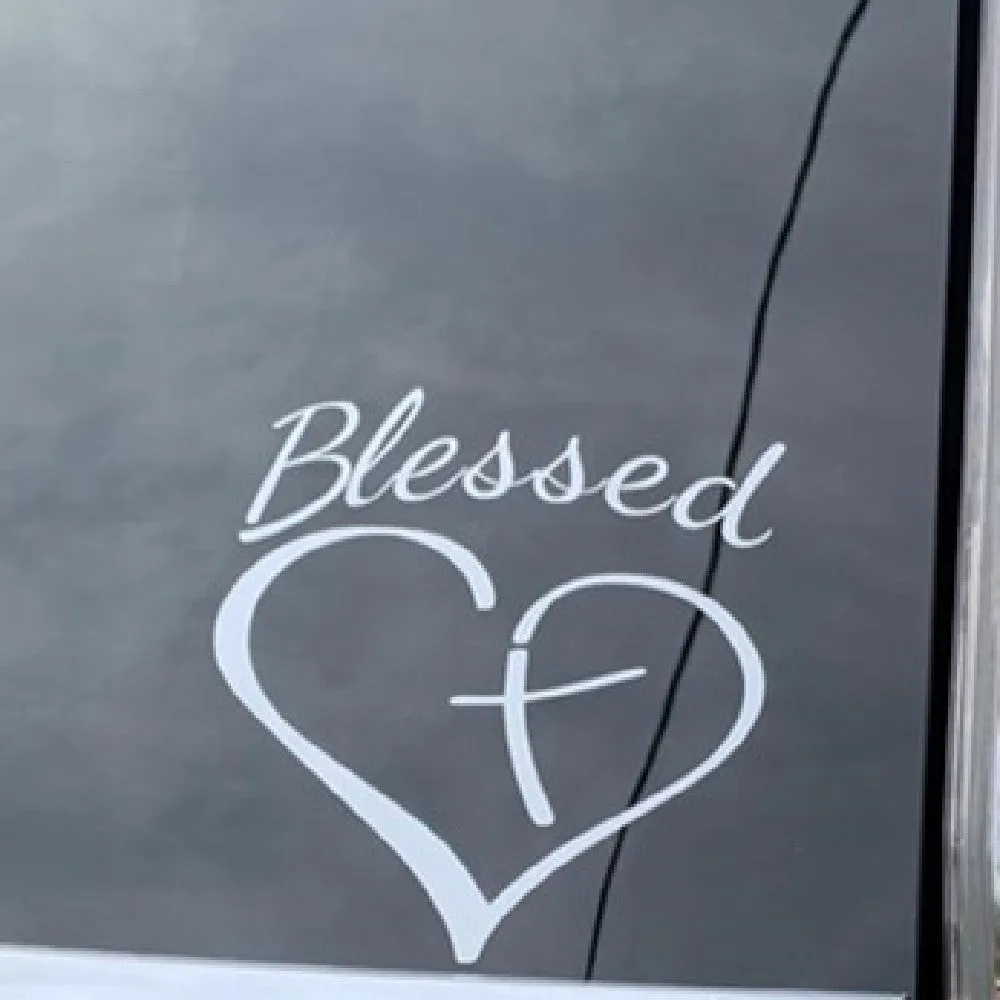 Faith Hope Love text with heart design vinyl sticker in black, white, or red colours.