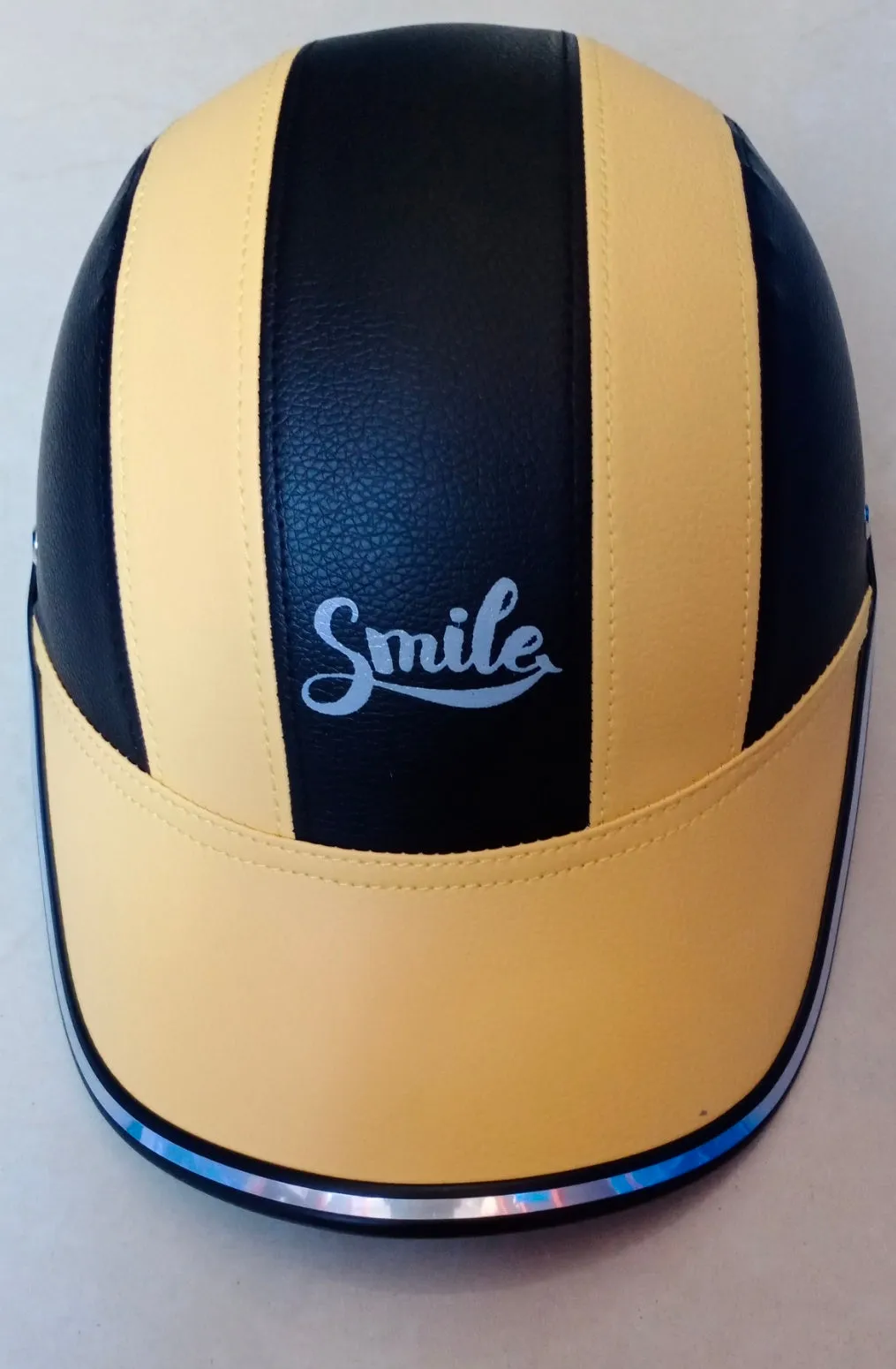 Motorcycle adult full face helmet with ABS shell and PU leather in black yellow colour