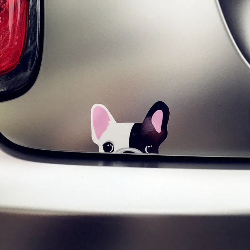 Pack of 10 reflective bulldog stickers 11cm x 7cm in three colour options, strong adhesive for car bumper or pet collar