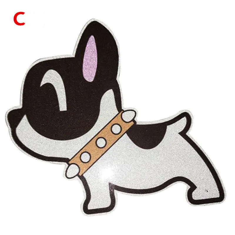 Pack of 10 reflective bulldog stickers 11cm x 7cm in three colour options, strong adhesive for car bumper or pet collar