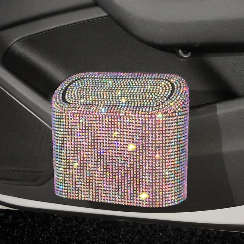 Small plastic car trash can with studded diamond pattern in coloured diamond finish