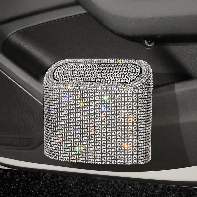 Small plastic car trash can with studded diamond pattern in coloured diamond finish