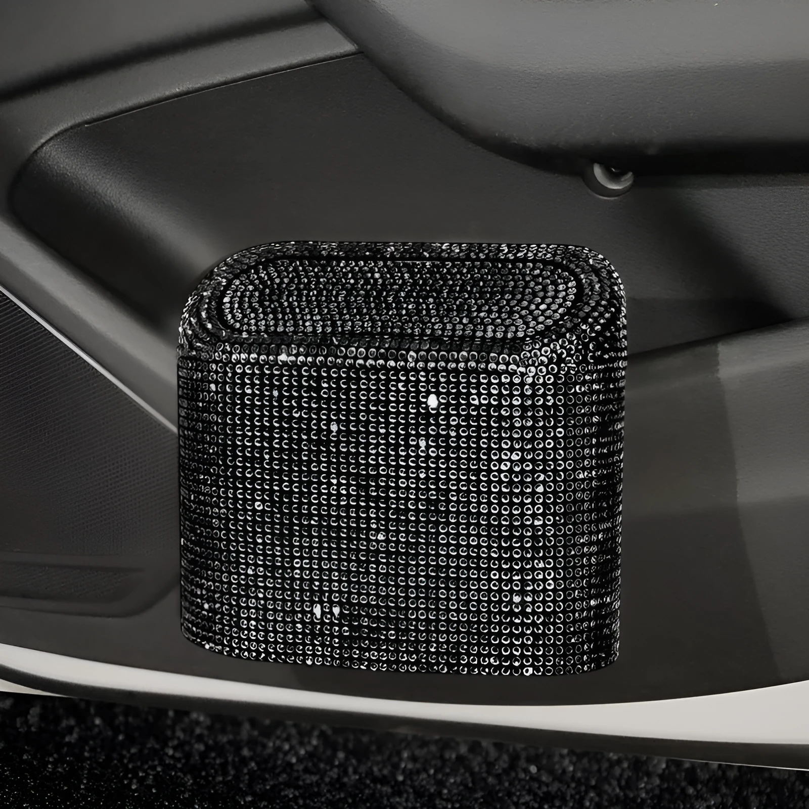 Small plastic car trash can with studded diamond pattern in coloured diamond finish