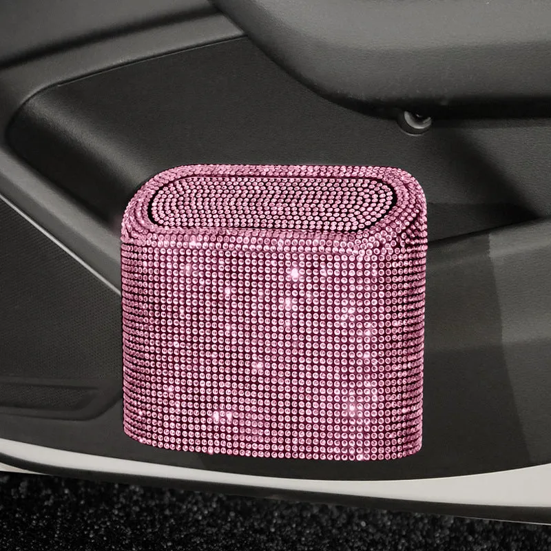 Small plastic car trash can with studded diamond pattern in coloured diamond finish