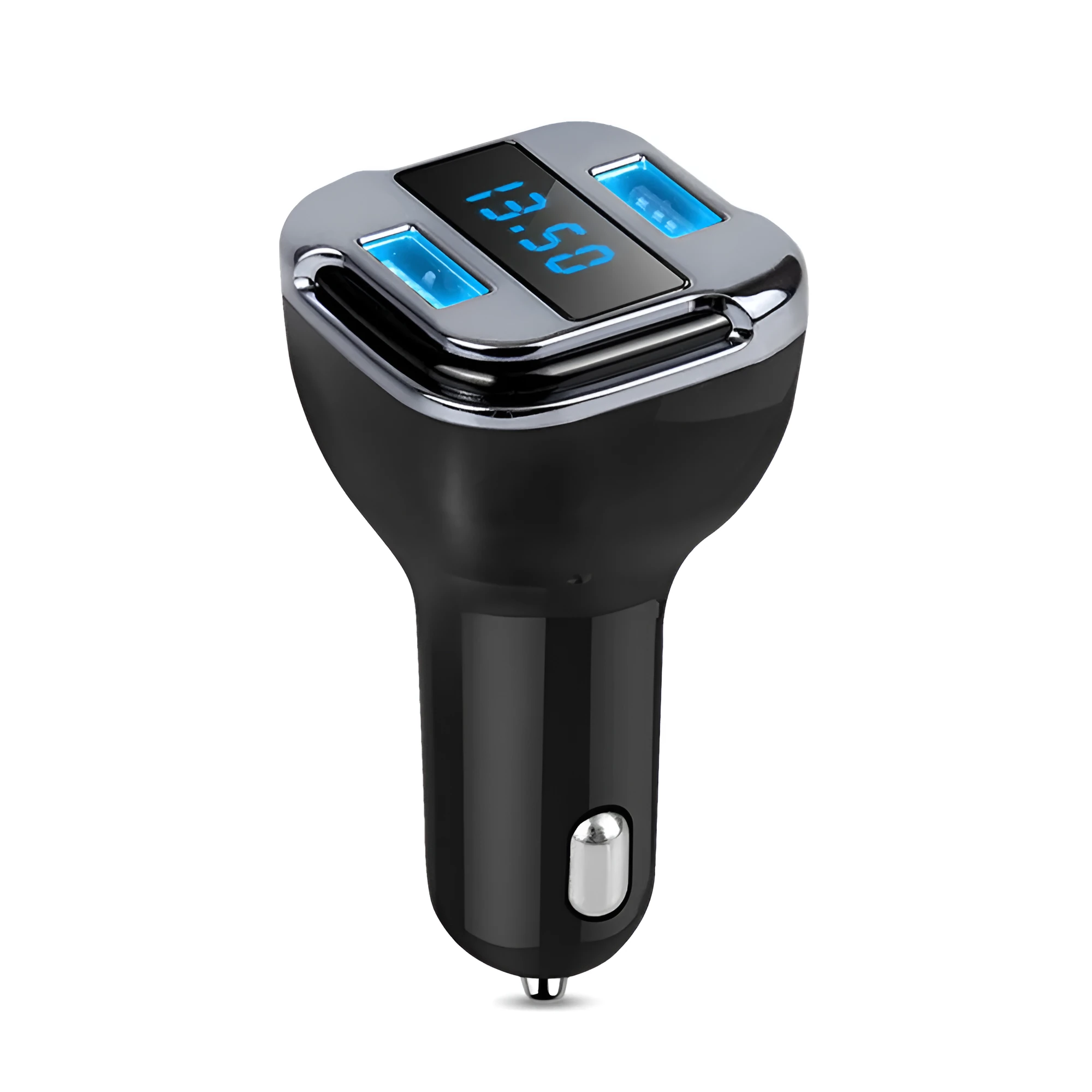 Smart GPS Satellite Locator Mobile Phone Charger with 24W Fast Charging, 4.2A Output, Universal USB Port, Suitable for 12V/24V Cars, Black ABS+PC Construction, Compact 7.5x3.8x3.8cm Design