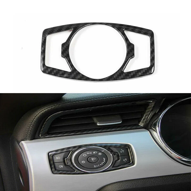 Carbon fibre finish headlight control panel decorative paster for Ford F150 Wild Horse 2015-2019