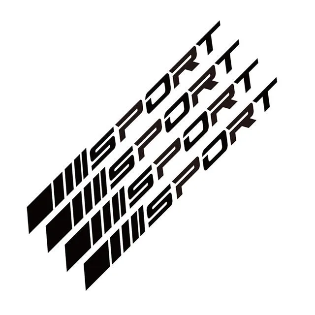 Sports mode hollow design car rim sticker in red colour, shown at 10cm by 0.7cm size.