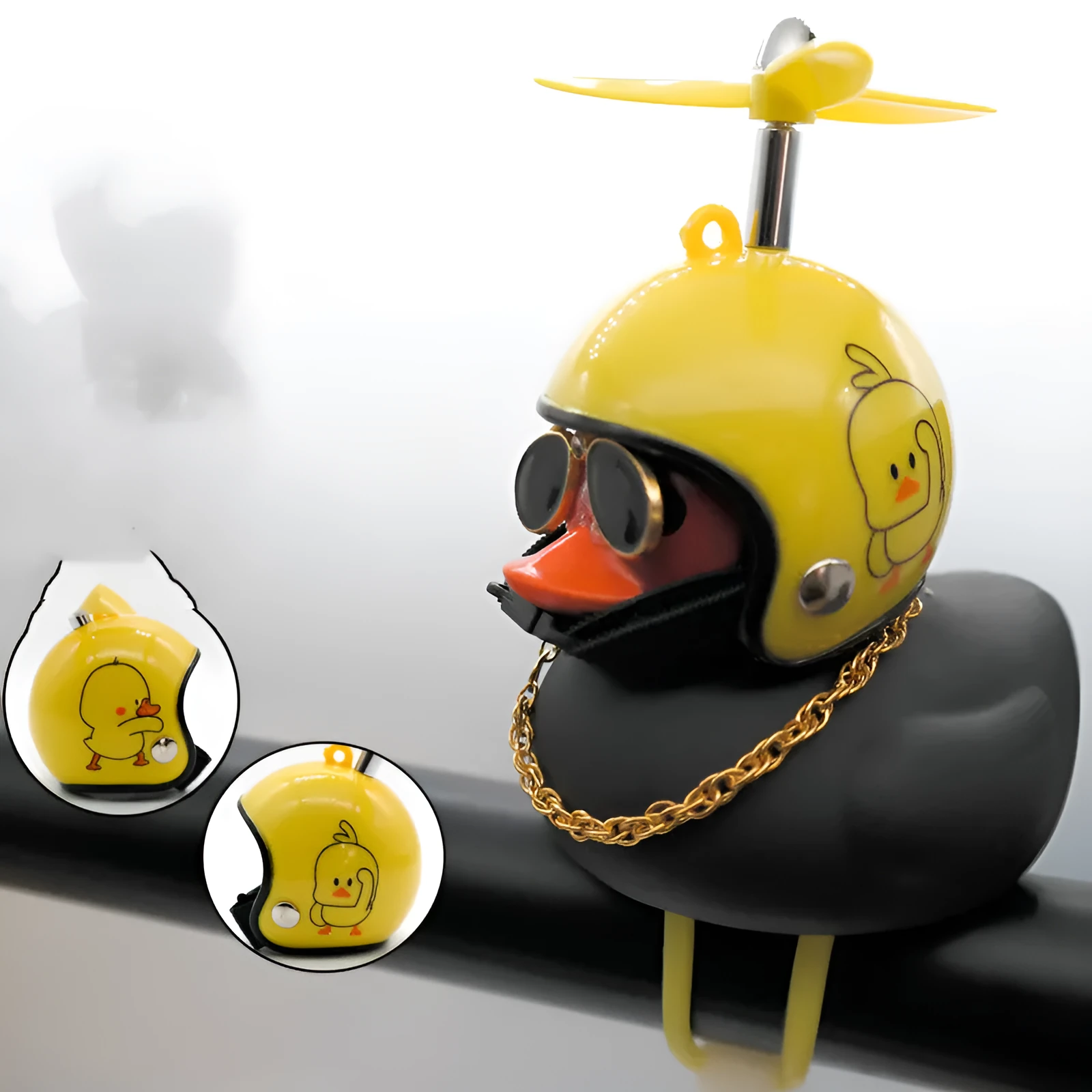 Little Yellow Duck African Black Duck plastic fibre self-propelled ornament with air horn for electric vehicle or motorcycle