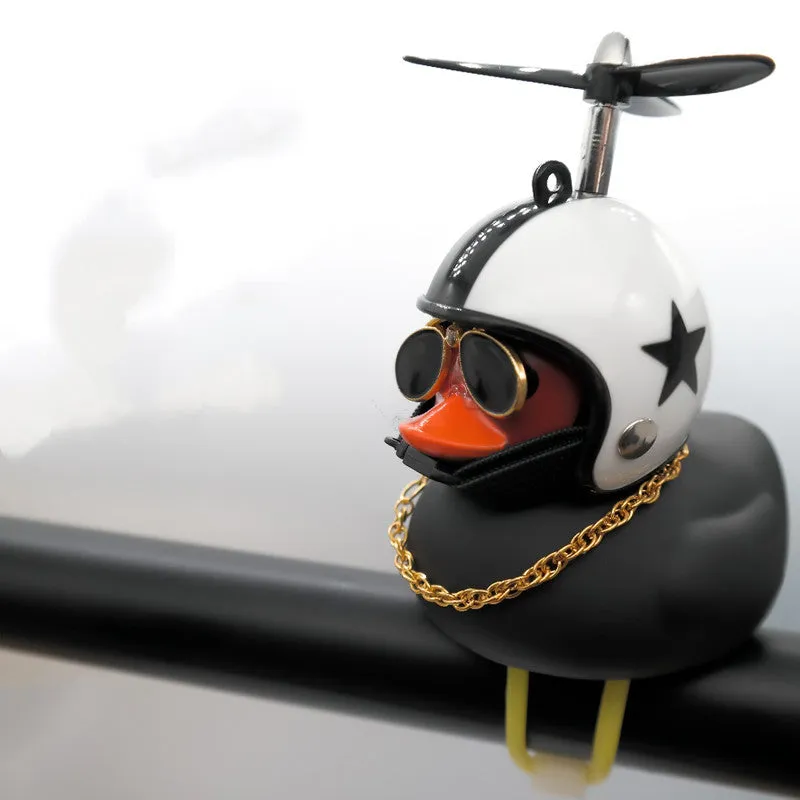 Little Yellow Duck African Black Duck plastic fibre self-propelled ornament with air horn for electric vehicle or motorcycle