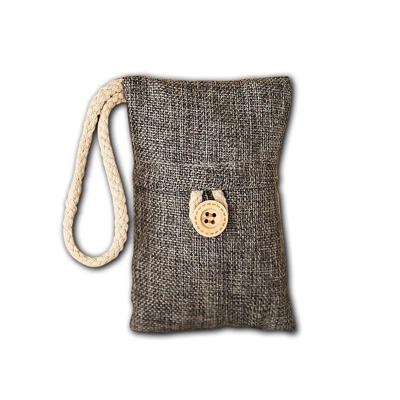 Bamboo charcoal air purifying bag 100g in beige, used for removing formaldehyde and odours in wardrobes