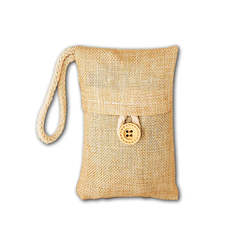 Bamboo charcoal air purifying bag 100g in beige, used for removing formaldehyde and odours in wardrobes