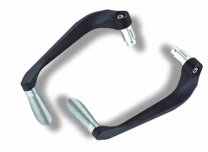 Pair of aluminium alloy motorcycle hand guards in red with striped horns design for electric bikes