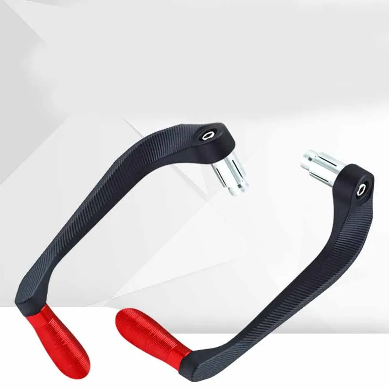 Pair of aluminium alloy motorcycle hand guards in red with striped horns design for electric bikes