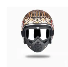 Retro half helmet with personality pattern, imported ABS shell, double D buckle, available in five sizes