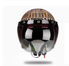Retro half helmet with personality pattern, imported ABS shell, double D buckle, available in five sizes