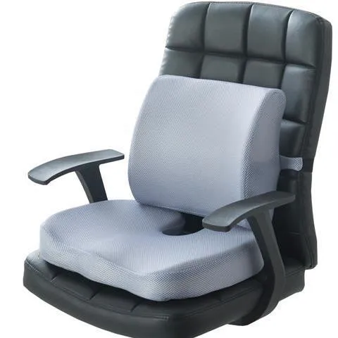 Flannelette chair cushion back waist protector set with 31.5x32x10cm back cushion and 45x35x7cm seat cushion in black colour