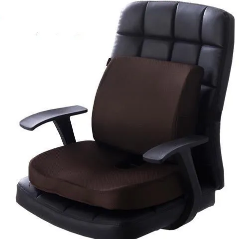 Flannelette chair cushion back waist protector set with 31.5x32x10cm back cushion and 45x35x7cm seat cushion in black colour