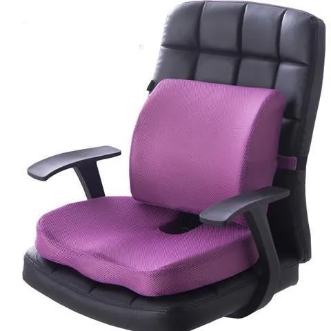 Flannelette chair cushion back waist protector set with 31.5x32x10cm back cushion and 45x35x7cm seat cushion in black colour