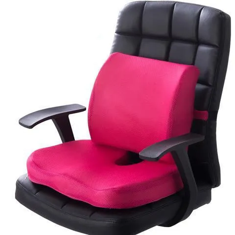 Flannelette chair cushion back waist protector set with 31.5x32x10cm back cushion and 45x35x7cm seat cushion in black colour