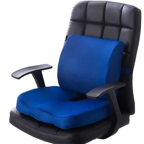 Flannelette chair cushion back waist protector set with 31.5x32x10cm back cushion and 45x35x7cm seat cushion in black colour