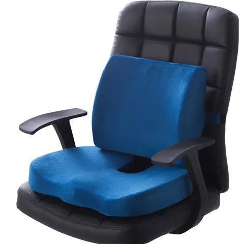 Flannelette chair cushion back waist protector set with 31.5x32x10cm back cushion and 45x35x7cm seat cushion in black colour