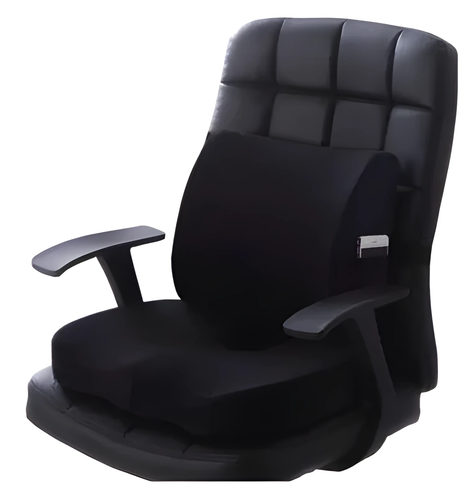 Flannelette chair cushion back waist protector set with 31.5x32x10cm back cushion and 45x35x7cm seat cushion in black colour