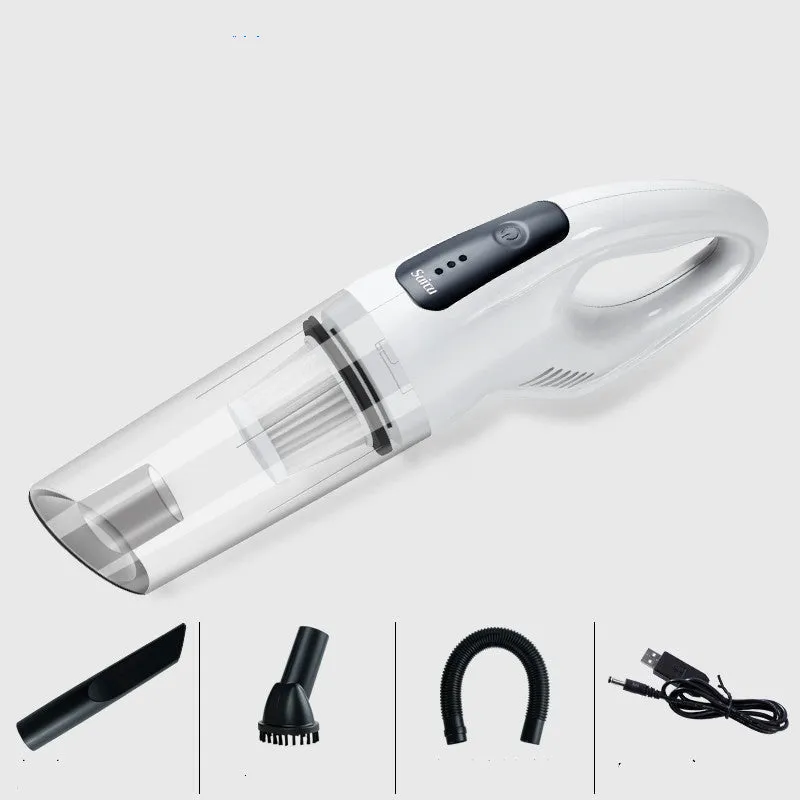 Handheld wireless car vacuum cleaner with black body, compact size 364x77x115mm, 6000Pa suction