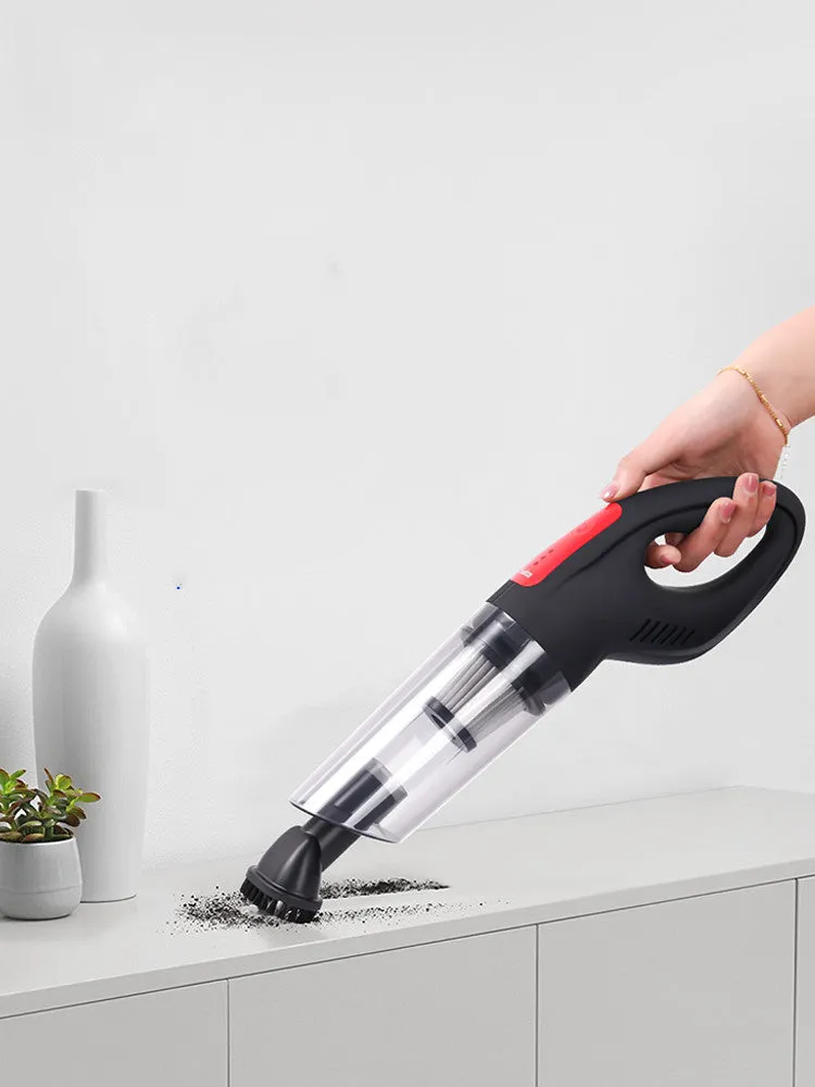 Handheld wireless car vacuum cleaner with black body, compact size 364x77x115mm, 6000Pa suction