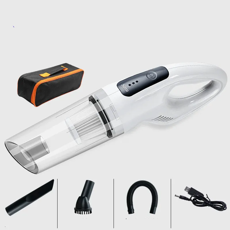 Handheld wireless car vacuum cleaner with black body, compact size 364x77x115mm, 6000Pa suction