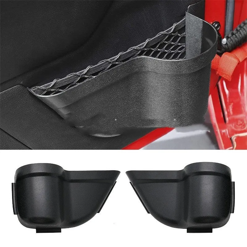 Black ABS plastic door storage organiser for Jeep Wrangler JK and JL models