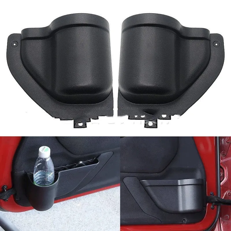 Black ABS plastic door storage organiser for Jeep Wrangler JK and JL models
