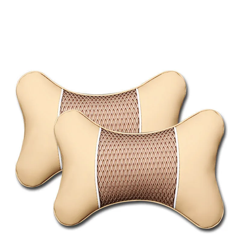 Two-piece car headrest and neck pillow set in classic black with polyester cover and flame retardant acrylic filler