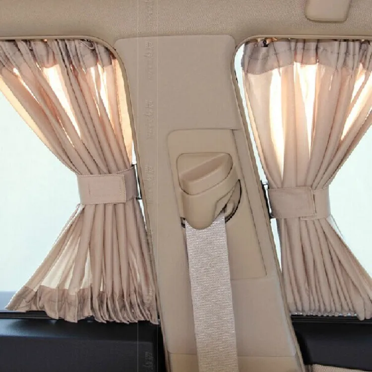 Car sun shade curtains cotton polyester fabric 50cm wide beige black grey set of two
