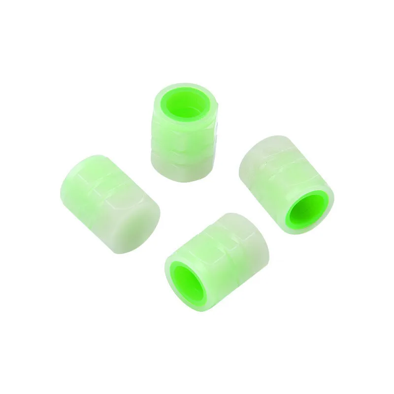 Rubber car luminous valve cap with four glowing nozzles for tyre valve illumination