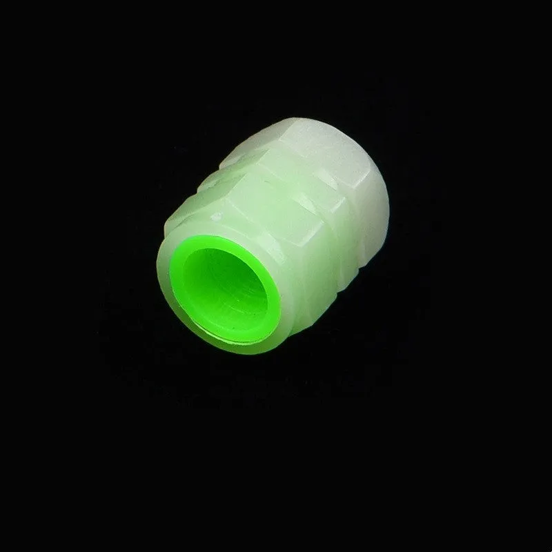 Rubber car luminous valve cap with four glowing nozzles for tyre valve illumination