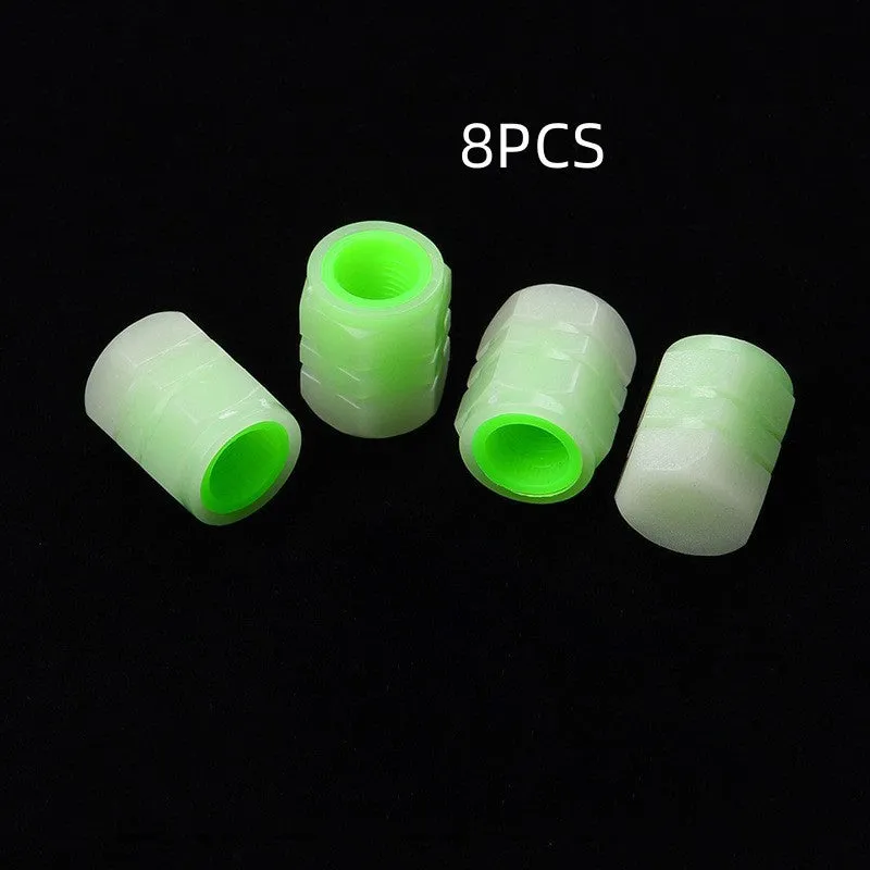 Rubber car luminous valve cap with four glowing nozzles for tyre valve illumination