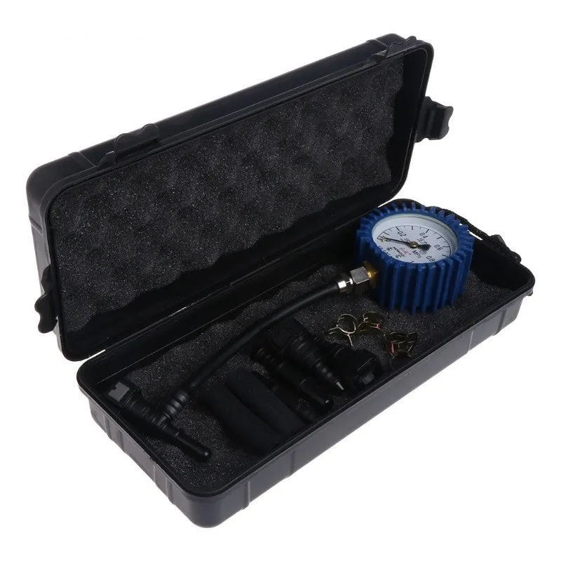 Fuel pressure gauge showing 0-1MPA scale with two metal connectors and a portable black case