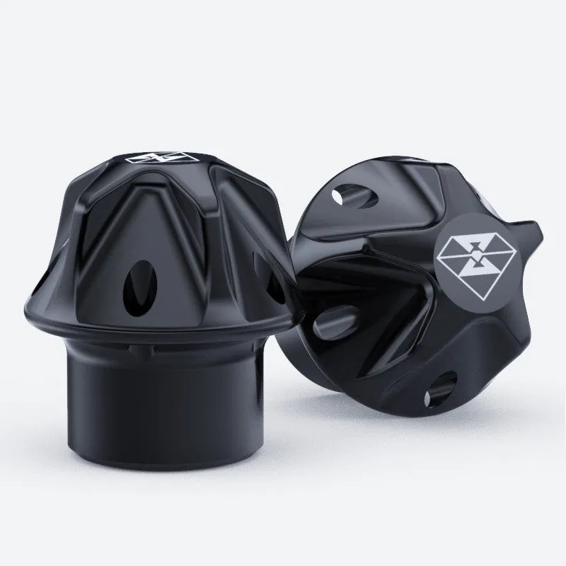 Pair of motorcycle valve caps Spirit Beast L3 black red T6 aluminium and stainless steel