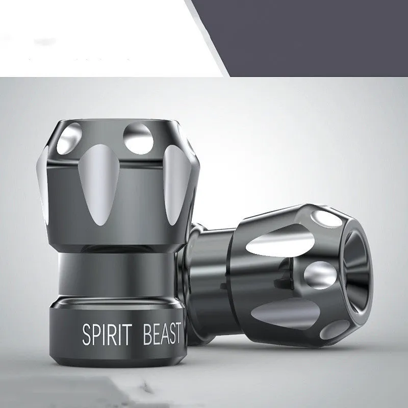 Pair of motorcycle valve caps Spirit Beast L3 black red T6 aluminium and stainless steel