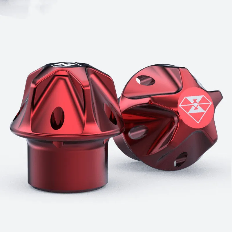 Pair of motorcycle valve caps Spirit Beast L3 black red T6 aluminium and stainless steel