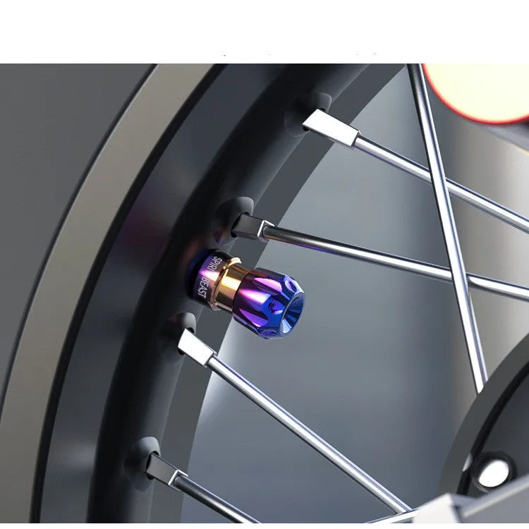 Pair of motorcycle valve caps Spirit Beast L3 black red T6 aluminium and stainless steel