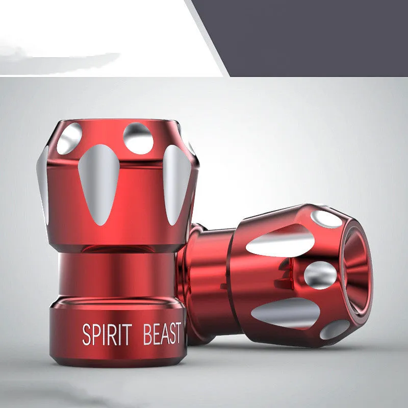 Pair of motorcycle valve caps Spirit Beast L3 black red T6 aluminium and stainless steel
