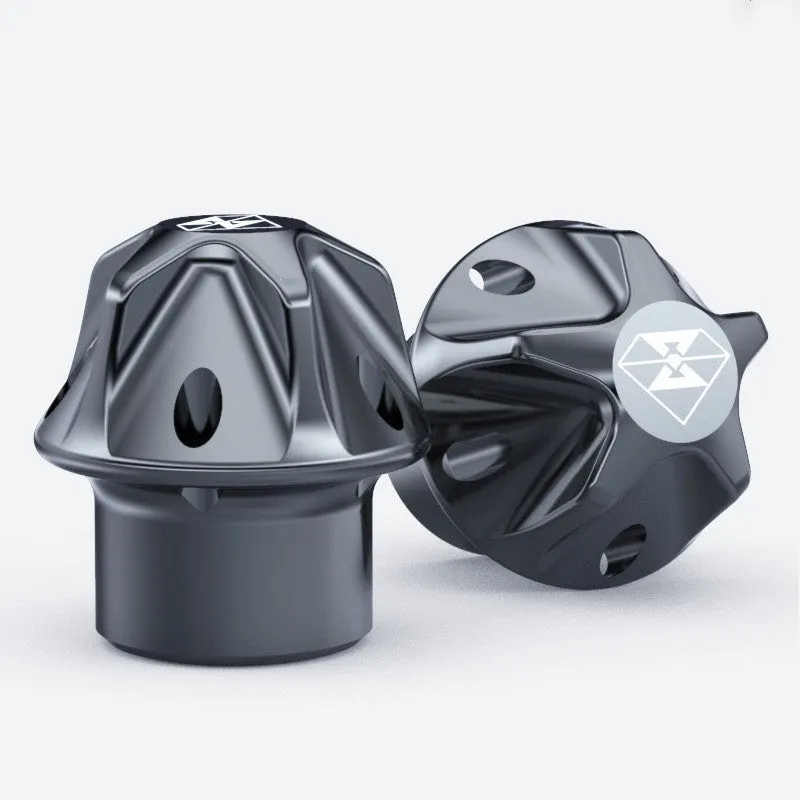 Pair of motorcycle valve caps Spirit Beast L3 black red T6 aluminium and stainless steel