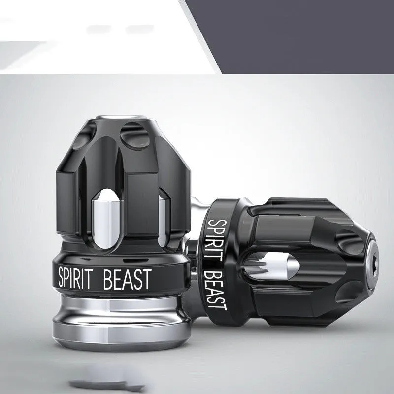 Pair of motorcycle valve caps Spirit Beast L3 black red T6 aluminium and stainless steel