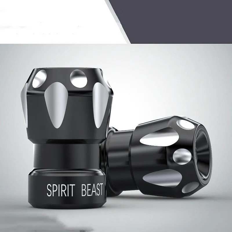 Pair of motorcycle valve caps Spirit Beast L3 black red T6 aluminium and stainless steel