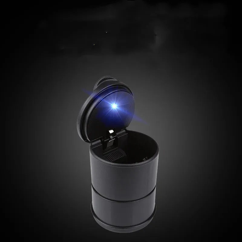 Creative LED portable car ashtray with light, made from flame-retardant ABS, for dual use in car and home