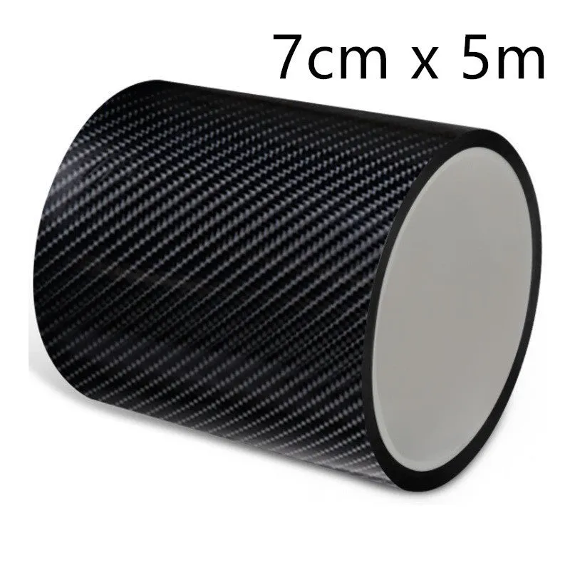 5D car door sill strip carbon fibre anti-stepping protective film in black on car door sill