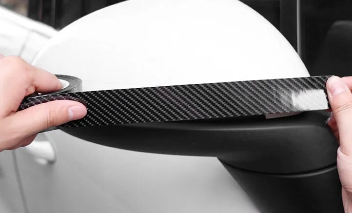 5D car door sill strip carbon fibre anti-stepping protective film in black on car door sill