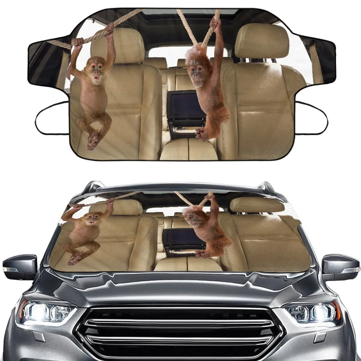 Car snow protection front gear cover made of aluminium foam polyester fabric, size 130cm by 70cm.