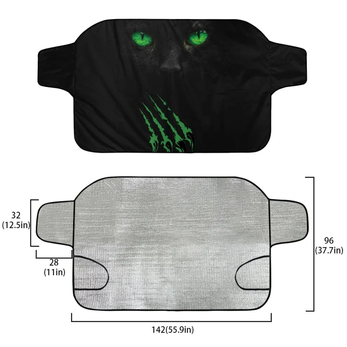 Car snow protection front gear cover made of aluminium foam polyester fabric, size 130cm by 70cm.